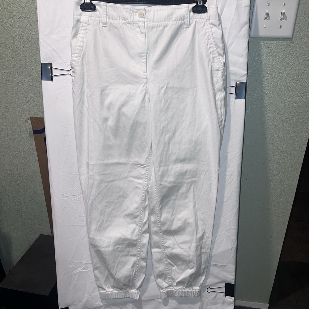 Talbots Sz Medium Women's Pant White Jogger Cotton Clean Tapered Spring 2016